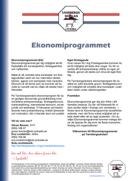 Infoblad EK 15 - Tannbergsskolan i Lycksele