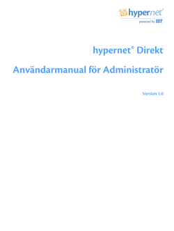hypernet® Direkt för Administratör [Version 1.0.0]