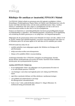 Ansökan riktlinjer FINSAM i Malmö