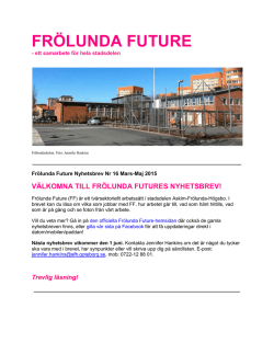 Frölunda Future Nyhetsbrev Nr 16 2015