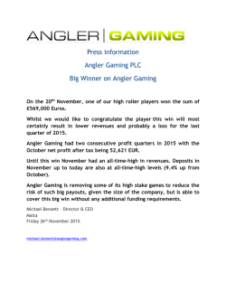 Press information Angler Gaming PLC Big Winner on Angler Gaming