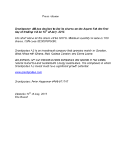 Press release Granitporten AB has decided to list its