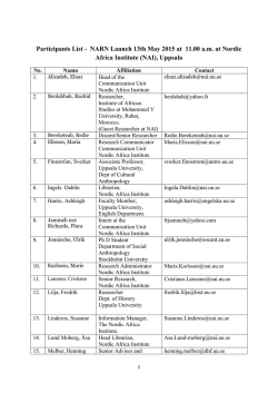 Participants List - NARN Launch 13th May 2015 at 11.00 a.m. at
