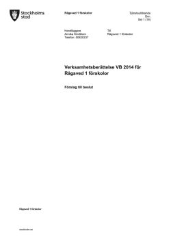 Verksamhetsberättelse VB 2014 för Rågsved 1
