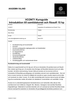 VCONT1 Kursguide Introduktion till samtidskonst och filosofi