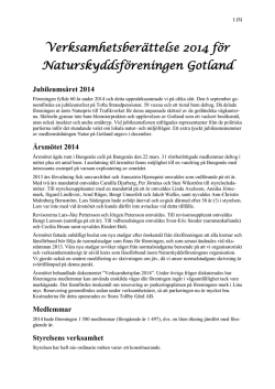 Verksamhetsberättelse 2014 för Naturskyddsföreningen Gotland