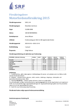 Motorfordonsförsäkring 2015 - Stockholmsregionens Försäkring AB
