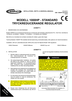 modell 1000hp - standard tryckreducerande regulator
