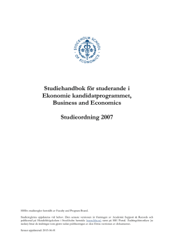 Studiehandbok för studerande i Ekonomie kandidatprogrammet