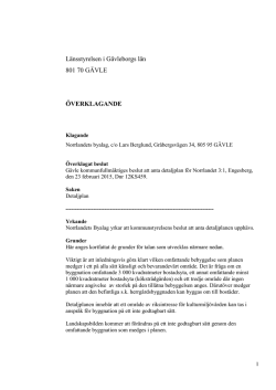 Överklagande detaljplan Engesberg t Länstyrelsen