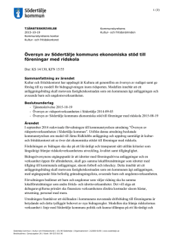 Översyn av Södertälje kommuns ekonomiska stöd till föreningar