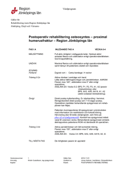 Rehabiliteringsplan proximal humerusfraktur med osteosyntes
