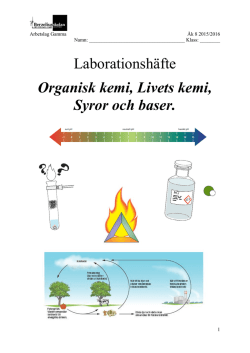 Laborationshäfte Organisk kemi, Livets kemi, Syror och baser.
