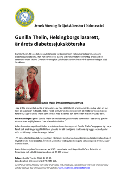Gunilla Thelin, Helsingborgs lasarett, är årets diabetessjuksköterska