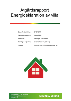 Åtgärdsrapport Energideklaration av villa