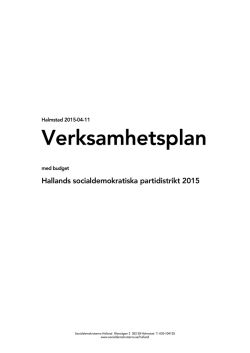 Verksamhetsplan - Socialdemokraterna