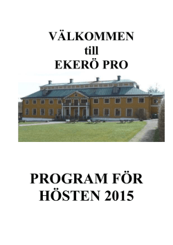 PROGRAM FÖR HÖSTEN 2015