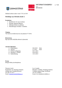 Informationsbrev Sticklinge förskola vecka 37-38 2015