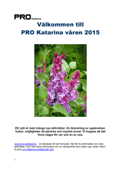 Välkommen till PRO Katarina våren 2015