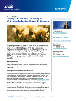 Vårpropositionen 2015 och förslag till vårändringsbudget