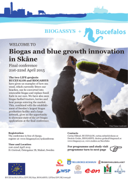 Invitation and program Biogas and Blue Growth Innovation In Skåne