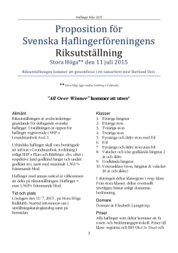 Proposition för Svenska Haflingerföreningens Riksutställning