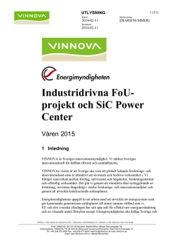 Industridrivna FoU-projekt och SiC Power Center vår 2015