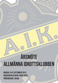 Dagordning, årsmöte 2015 - Allmänna Idrottsklubben