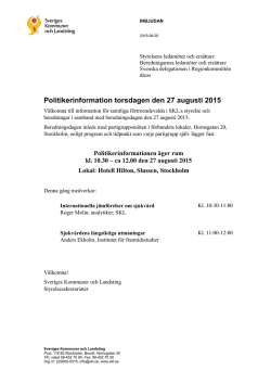 27 augusti 2015 - Sveriges Kommuner och Landsting