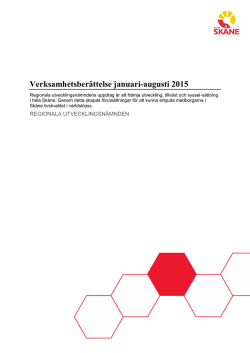 Verksamhetsberättelse januari-augusti 2015