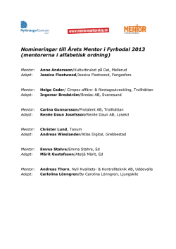 Nomineringar till Årets Mentor i Fyrbodal 2013 (mentorerna i