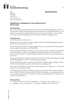 Uppf&ouml;ljning av mottagande av alla nyanl&auml;nda elever