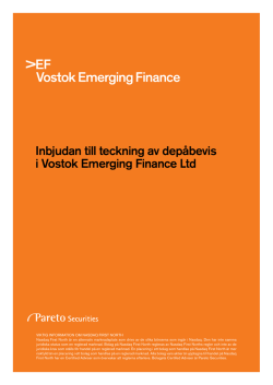 Inbjudan till teckning av dep&aring;bevis i Vostok Emerging Finance Ltd