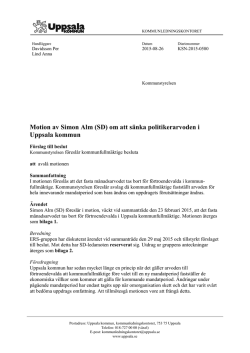 Motion av Simon Alm (SD) om att sänka politikerarvoden i Uppsala
