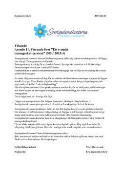 Tonnageskatten - Sverigedemokraterna i Västra Götaland
