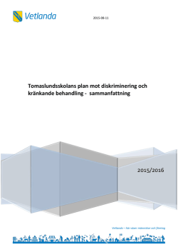 Likabehandlingsplan Tomaslundsskolan 2015-16