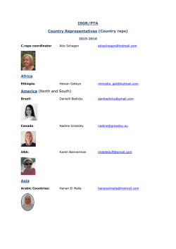ISGR/PTA Country Representatives (Country reps) Africa America