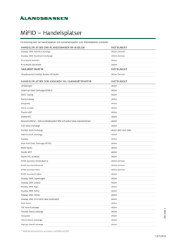 MiFID – Handelsplatser