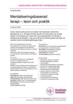 Mentaliseringsbaserad terapi – teori och praktik - MBT Sverige
