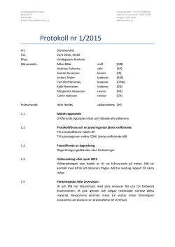 Styrelsemöte 2015/1 - Samfällighet Rydebäck Furuskär III