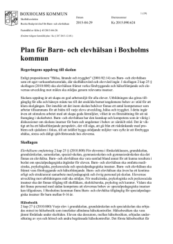 Plan för Barn- och elevhälsan i Boxholms kommun