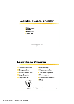 Logistik- / Lager- grunder Logistikens Områden