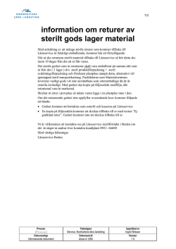 information om returer av sterilt gods lager material