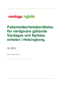 Patientsäkerhetsberättelse Helsingborg