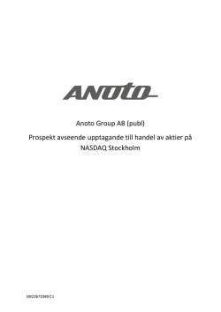 Anoto Group AB (publ) Prospekt avseende upptagande till handel