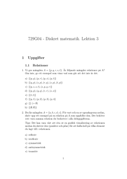 729G04 - Diskret matematik. Lektion 3