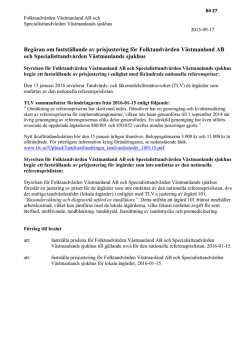 Begäran om fastställande av prisjustering för Folktandvården