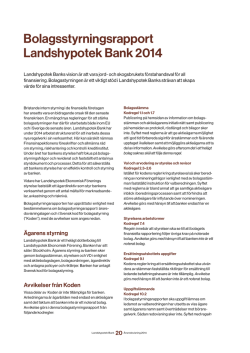 Bolagsstyrningsrapport Landshypotek Bank 2014