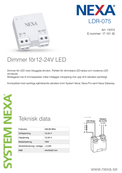 Dimmer för12-24V LED LDR-075 Teknisk data
