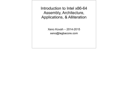 Introduction to Intel x86-64 Assembly, Architecture, Applications
